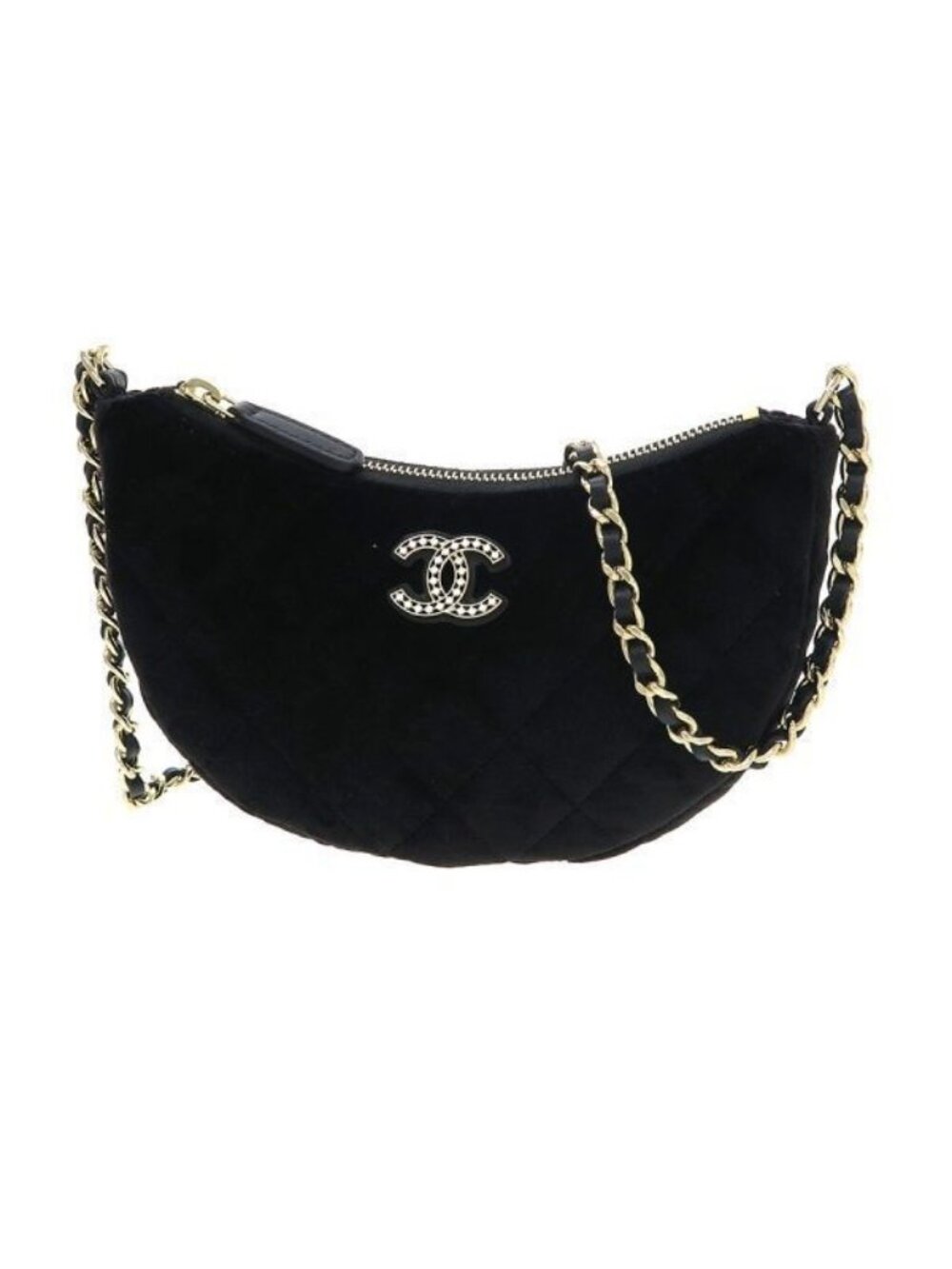 Chanel Quilted Velour Chain Shoulder Bag Years